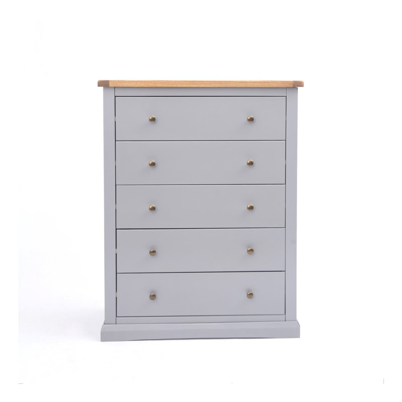 Minard 90cm W 5 - Drawer Chest of Drawers, Grey/Gold