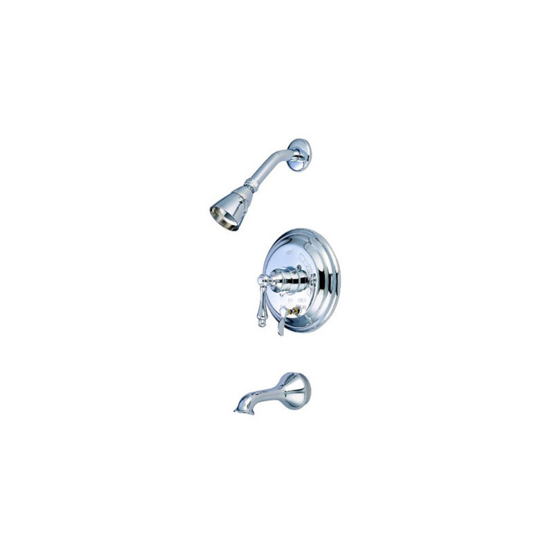Heritage Pressure Balanced Dual Function Tub and Shower Faucet with Metal Lever Handles, Polished Chrome