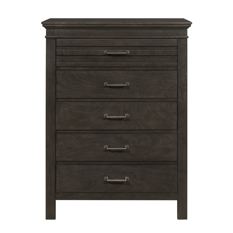Commode 5 tiroirs Brendis, Gris anthracite