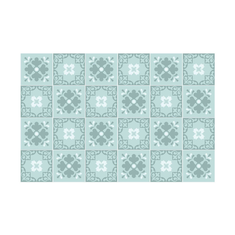 96.77cm W x 96.77cm L PVC Peel and Stick Mosaic Tile, Light Blue