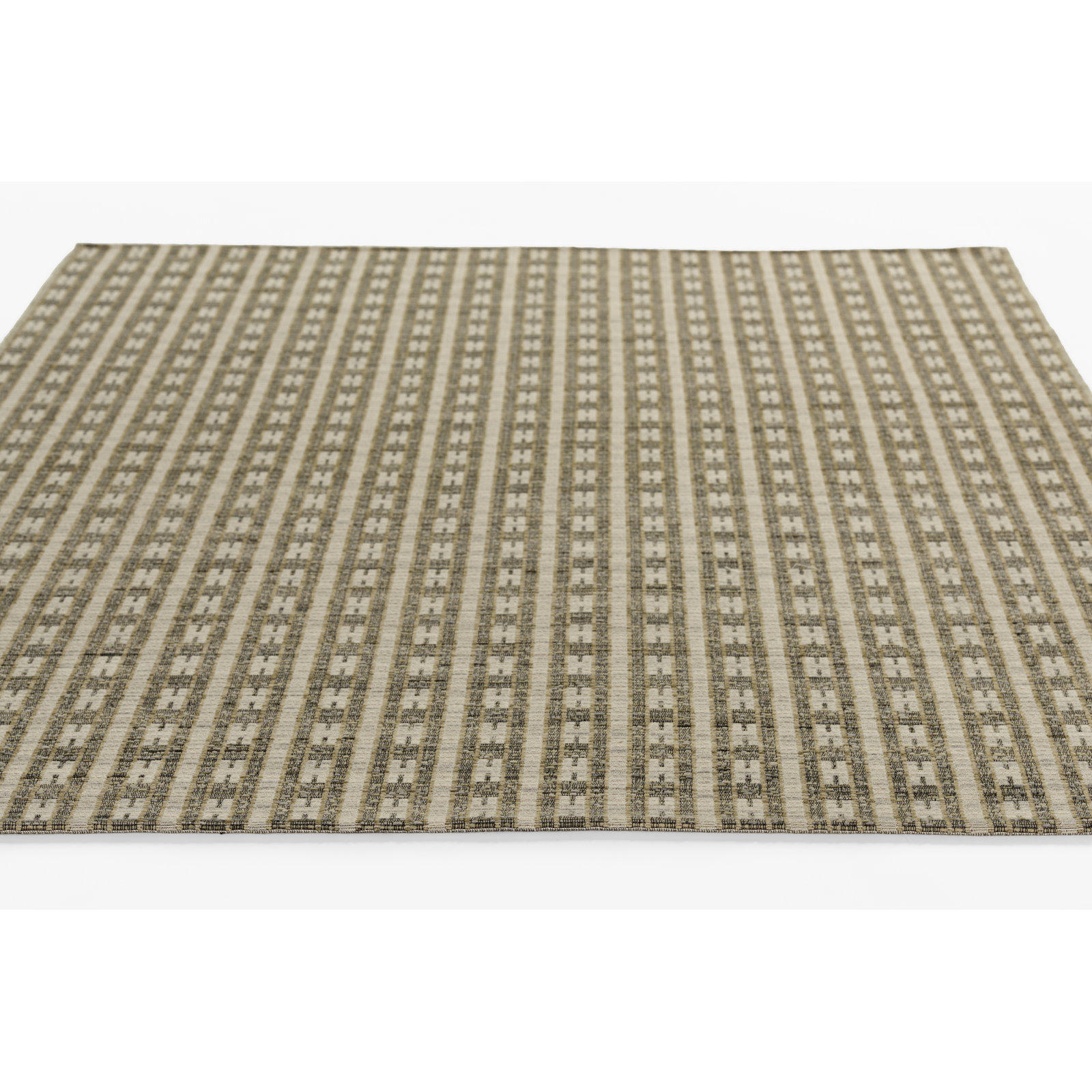 Piera Striped Wool Blend Green Area Rug 5'3" X 7'6", 2'7" X 4'11"