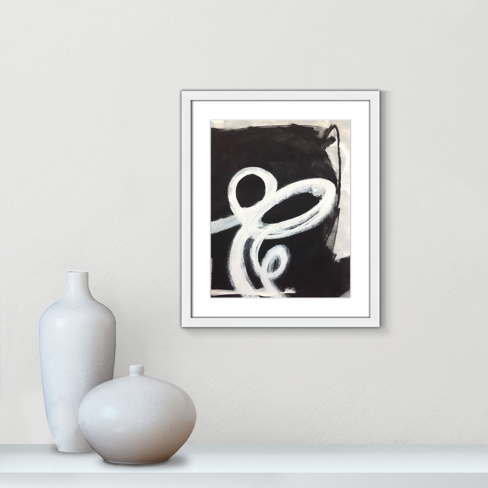 Bronte "Swirly Swirls II" Print, 19" H x 16" W x 1.25" D, White Single Picture Frame, Yes