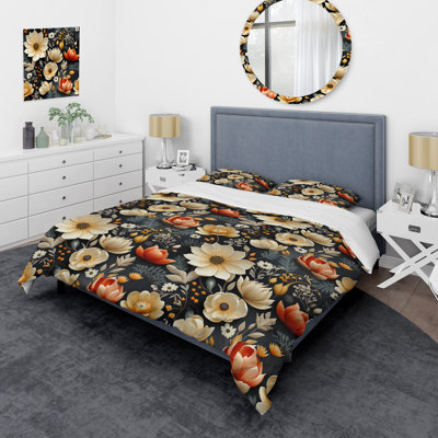 Autumn Cottage Botanical Garden I Box Stitch Floral Duvet Cover