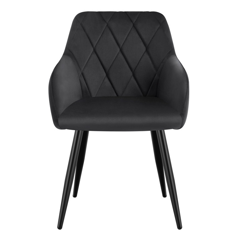 40cm H Velvet Upholstered Armchair, 1, Black