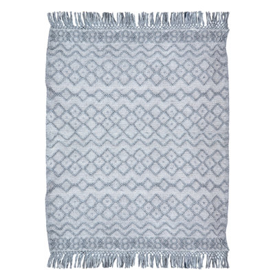 Dovetail Furniture Geometric Handmade Rectangle 8' X 10' Recycled P.e.t. Indoor / Outdoor Area Rug In Light Blue/ivory In Gray,blue