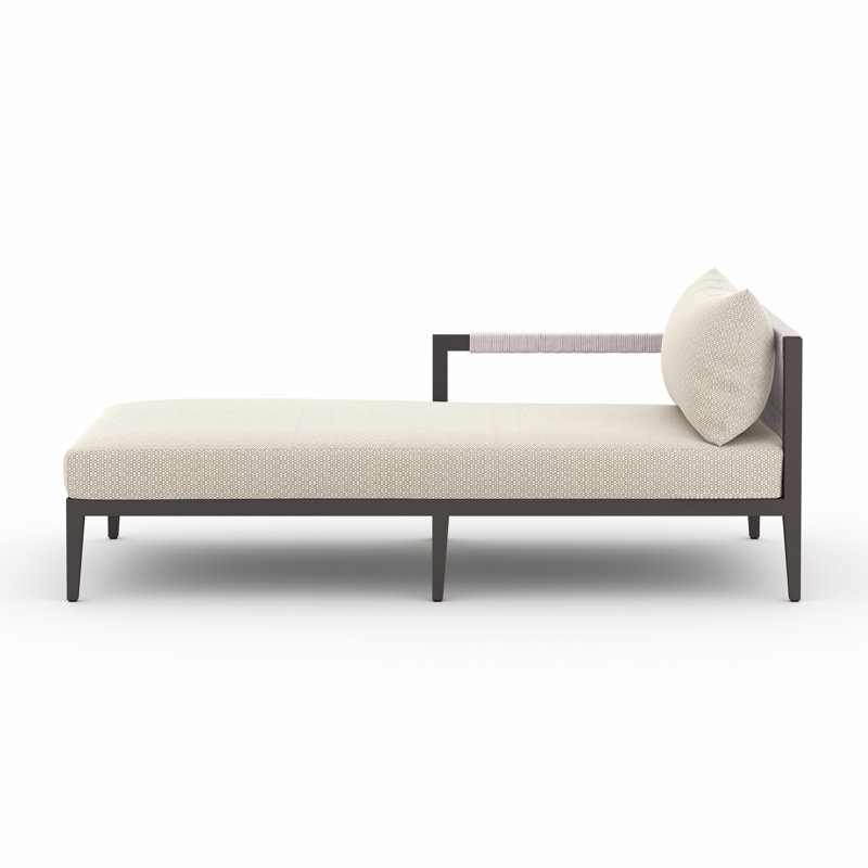 Sherwood Outdoor Teak Chaise Lounge, Microfiber Satin, Black/Gray