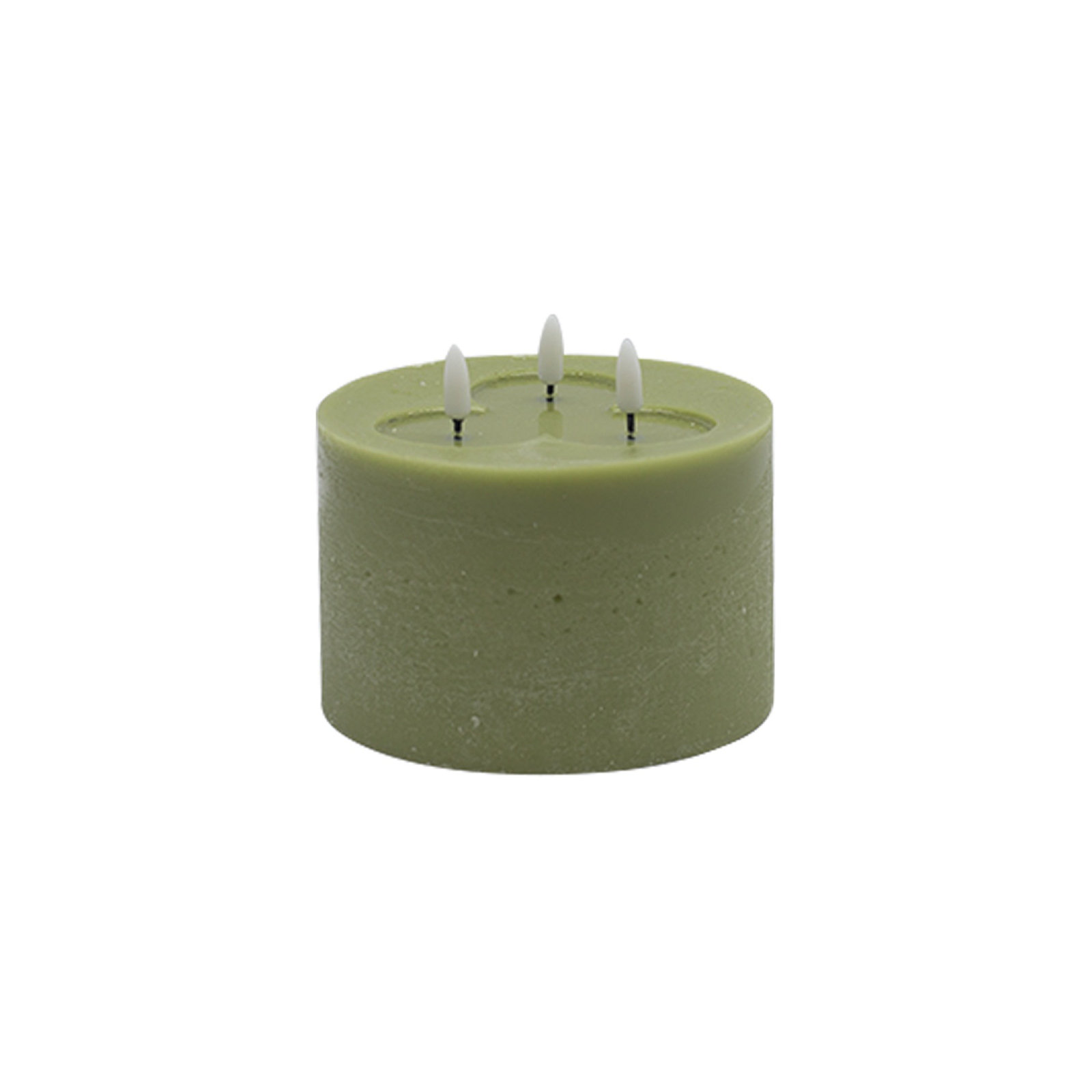 3 Wick Small Flameless Candle, Green