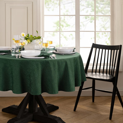 Threadmade Continental Solid Texture Water Resistant Tablecloth, Hunter Green - 70" Round