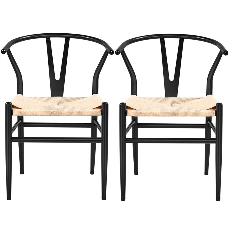 Mid-Century Weave Arm Chair, Black/Natural
