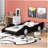 Bunk Bed Set With Ladder And Guardrails, Rustic Pine Wood And MDF-613585133-613585134
