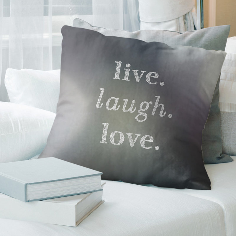 Housse de coussin d’amour à rire live, 20 po x 20 po, Noir / Blanc