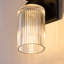 Applique murale à bras 2 lumières avec abat-jour en verre nervuré