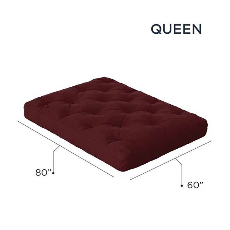 Futon Sofa Bed Pocket Coil Foam Mattress - USA Made, CertiPUR-US Certified, No Frame, Dark Red, Queen