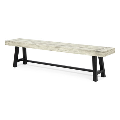Grey Outdoor Dining Bench With Solid Construction - Wood And , 74In X 18In, 42.7Lb Base Long, 14.5In Wide,
