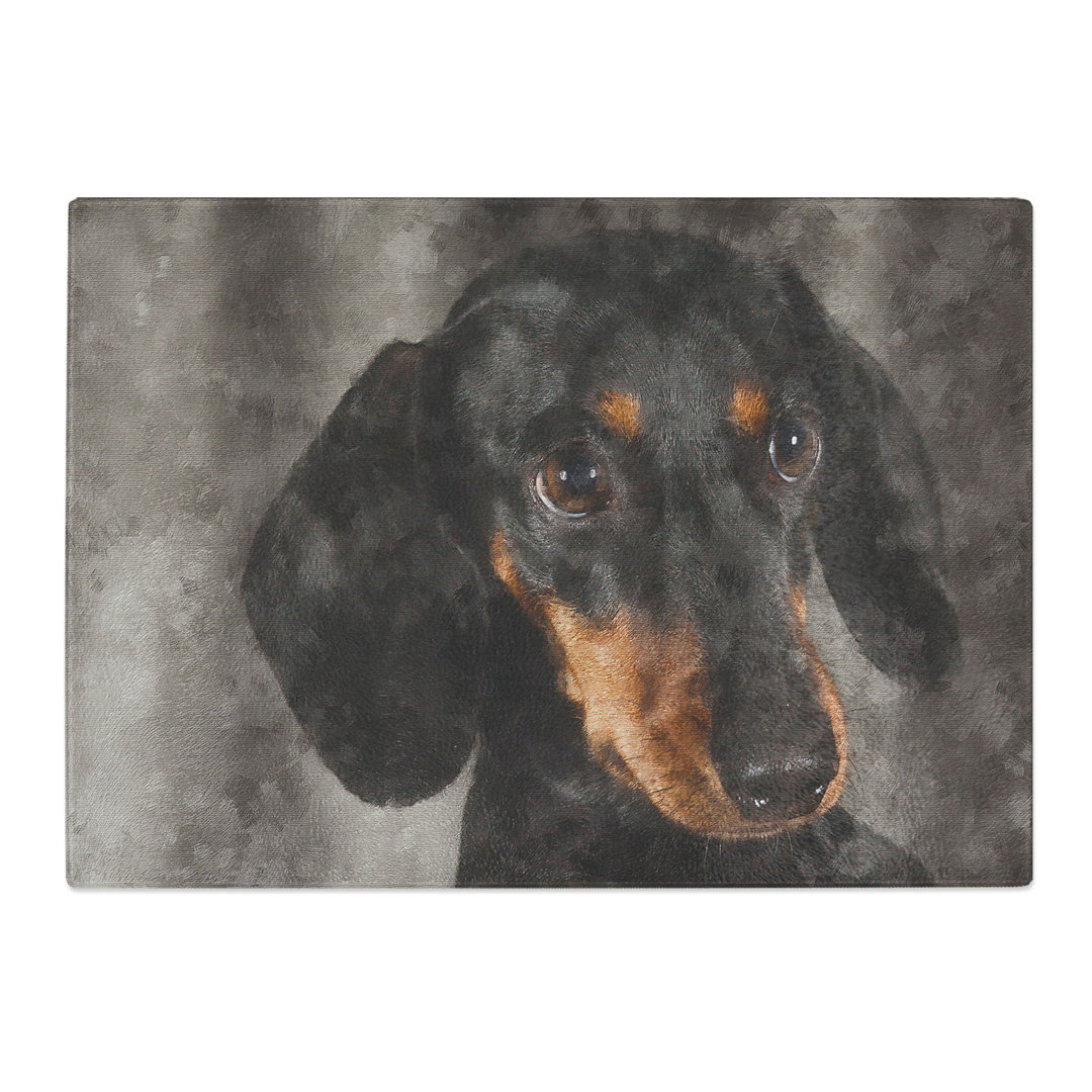 Tempered Glass Portrait of a Dachshund Dog Chopping Board