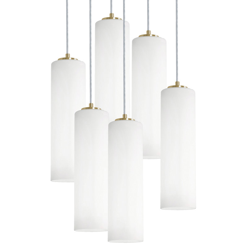 Luminaire suspendu rond 6 lumières Leo - 120V - 60W, Laiton clair antique