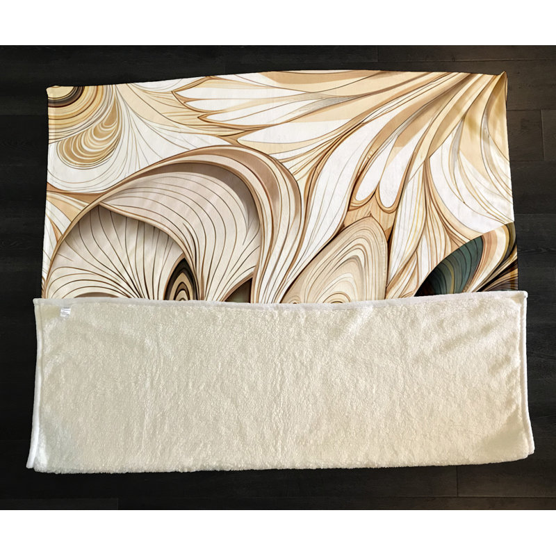 Throw Blanket, 51" W x 60" L, Floral/Abstract, Tan/Blue/Brown