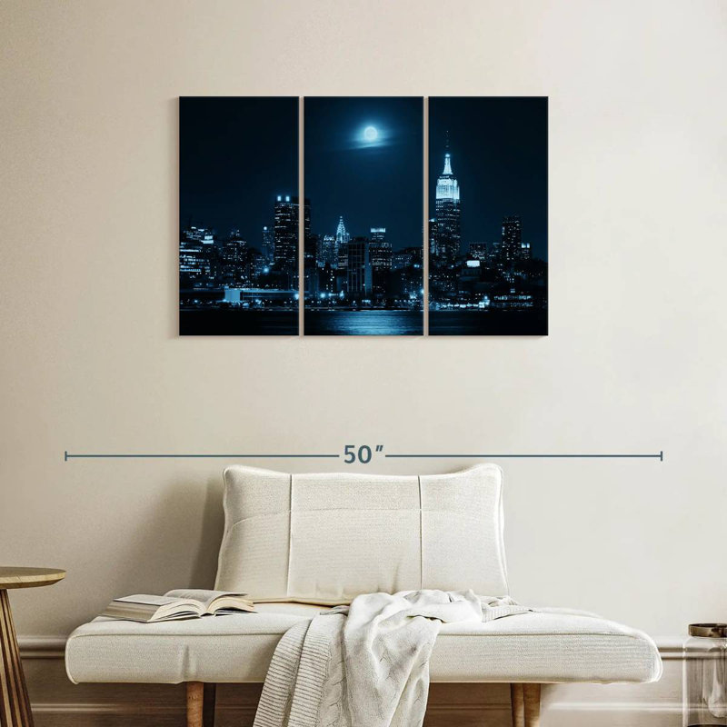 Sebbie lever de la lune sur Manhattan, H 24 po x l 38 po
