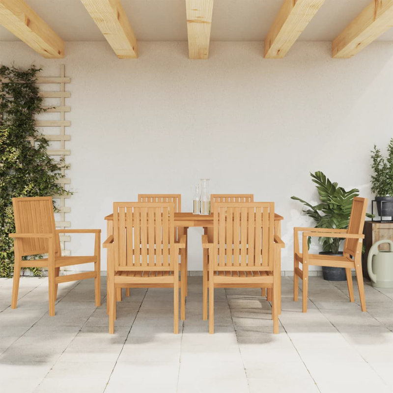 ClassicLiving Garden Dining Set Solid Wood Teak, 6, 77cm H x 160cm L x 80cm W
