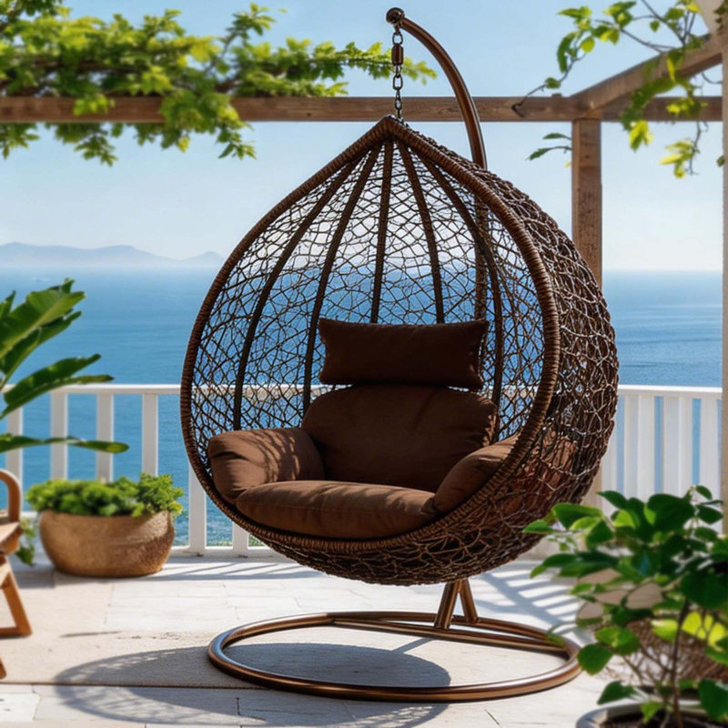 Naperon Garden Swing Chair with Stand, Brown