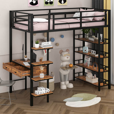 Loft Bed With Desk And Shelves