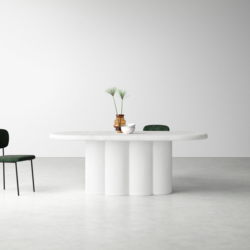 Geof 80'' Oval Dining Table, White