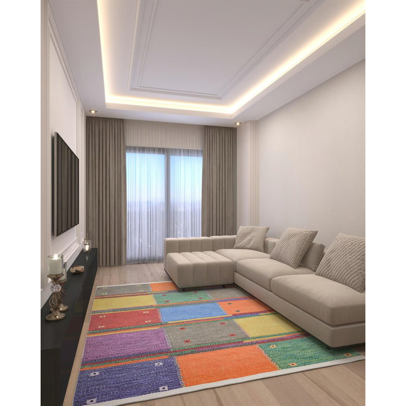Tapis intérieur / extérieur en coton Srinidhi, Rectangle 3 pi 3 po x 4 pi 11 po