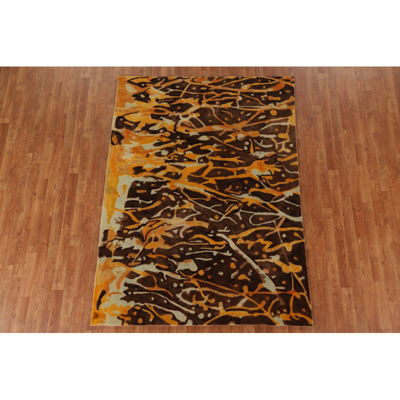 Tapis unique en laine noué à la main 5 pi 5 po x 7 pi 5 po nouvel âge Tahmel