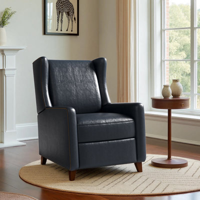 Fauteuil inclinable en cuir véritable pour adultes, fauteuil inclinable manuel en cuir fleur au design classique, fauteuil confortable pour le salon, la chambre à coucher ou le cinéma