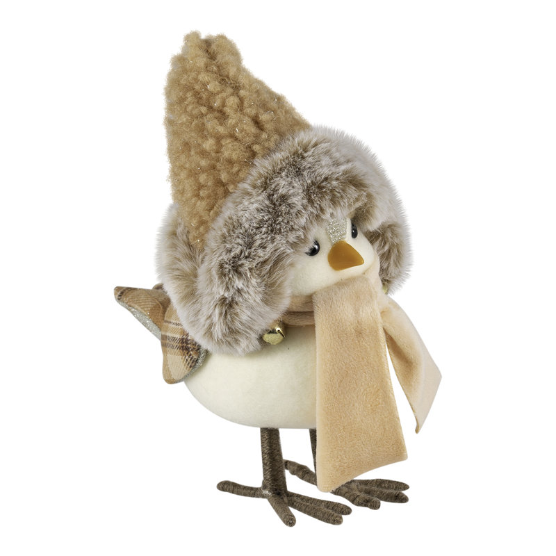 Oiseau debout en fausse fourrure et peluche Peachy - 7,5 po