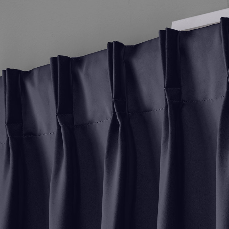 Sateen Room Darkening Curtain Pair, 30"W X 96"L, Peacoat Blue