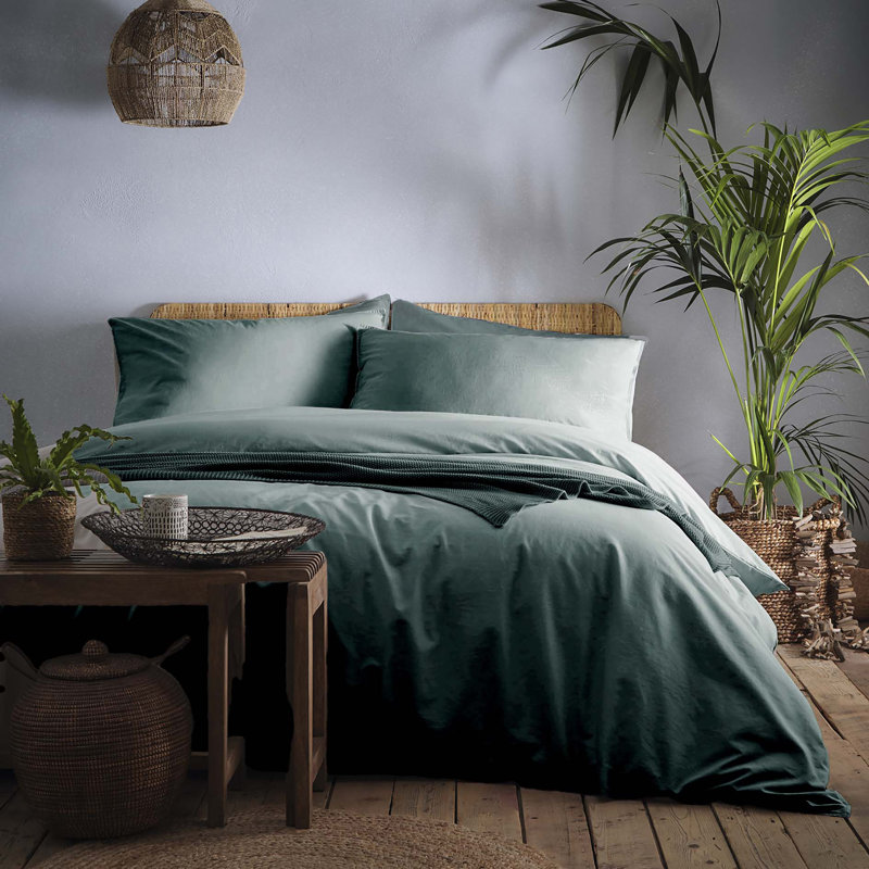 Cassia Cotton Solid Colour Duvet Cover Set, King Size Bed (230 x 220 cm)
