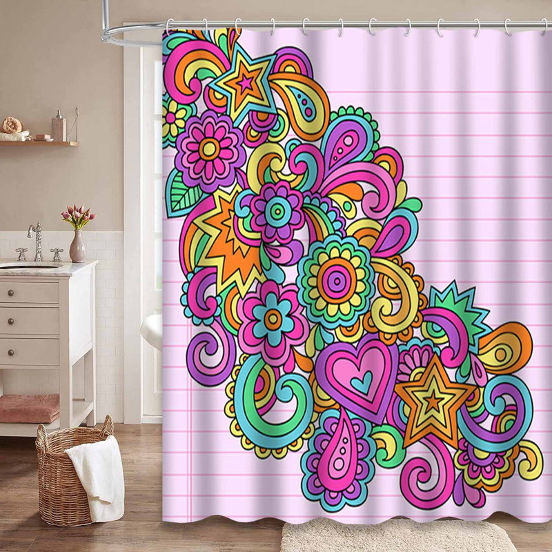 Rideau de douche psychédélique Bloom Groovy Doodle, L 72 po x l 78 po