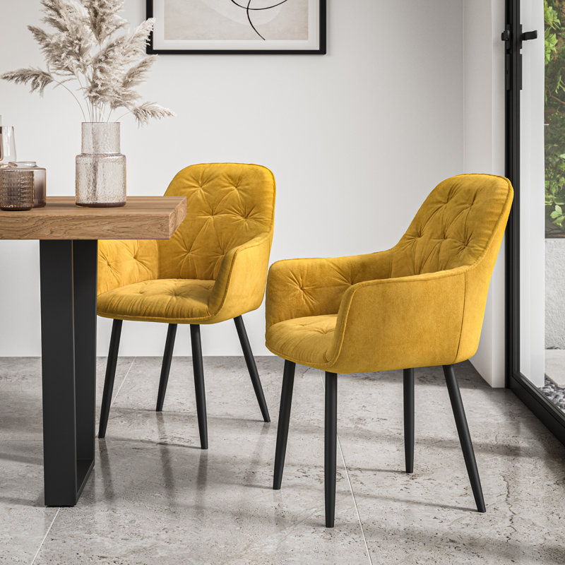 Ahlina 4 - Person Dining Set, Oak/Black/Mustard