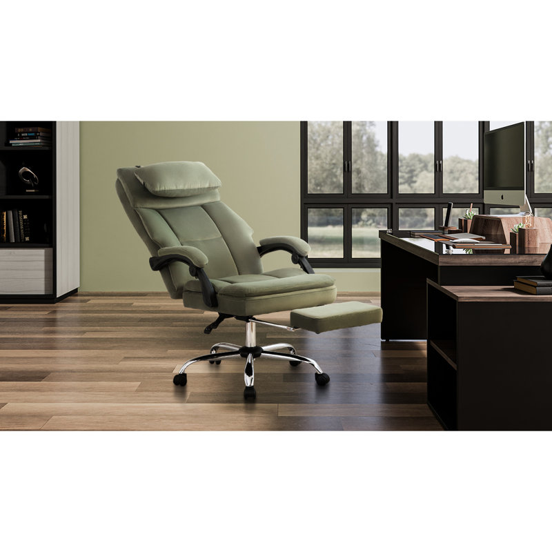 Fauteuil de bureau avec repose-pieds et hauteur ajustable, haut et réglable, velours ergonomique avec dossier pour ordinateur, revêtement, repose-pieds