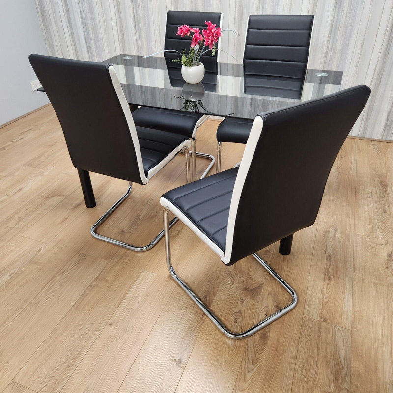 Dalany 4 -Person Glass Dining Set, 75cm H x 120cm W x 70cm D