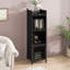 Armoire de porte moderne en verre à trois niveaux avec rangement à quatre niveaux, pour l'entrée, le salon, la salle à manger, la salle à manger, noir