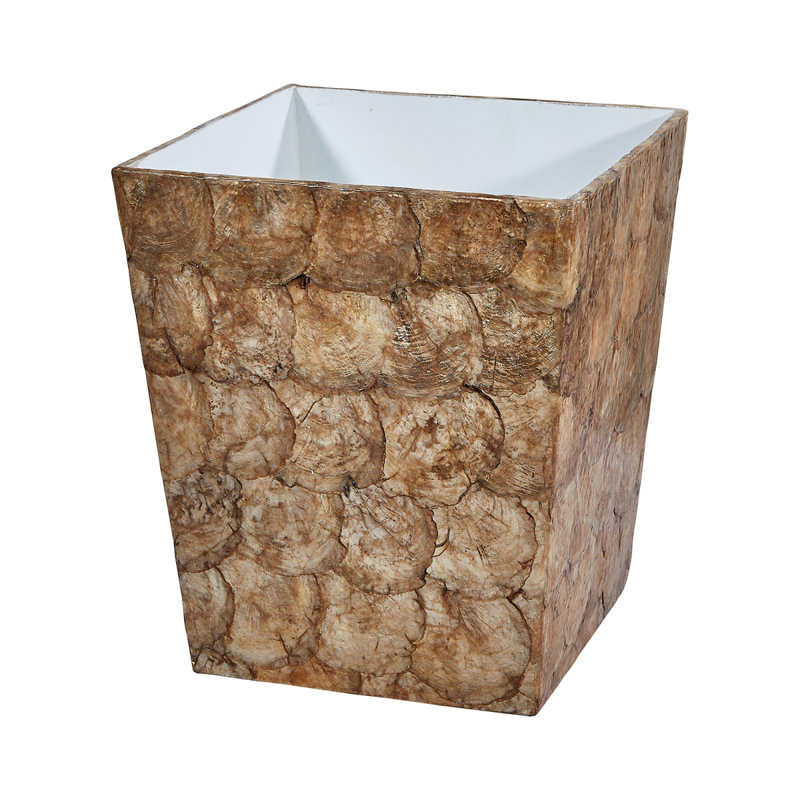 Capiz Waste Basket 3 Gallon, Champagne