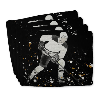 Hockey Player Braided Polyester Placemats Set of 4 - Home Decor