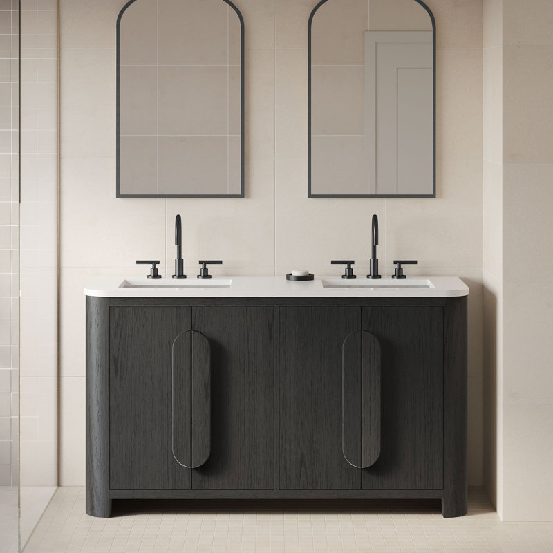 Harper Vanity, Ebony Oak, 60" W, White Quartz