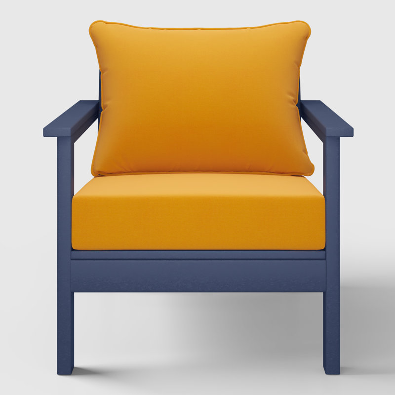 Chaise profonde avec coussins (ensemble de 2), Marine, Jaune