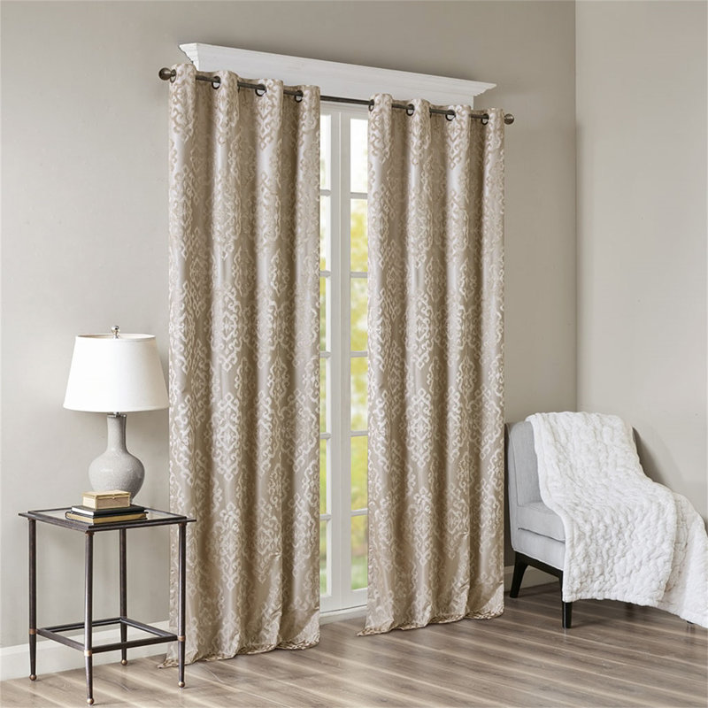 Paire de rideaux en jacquard tricoté occultant avec œillets