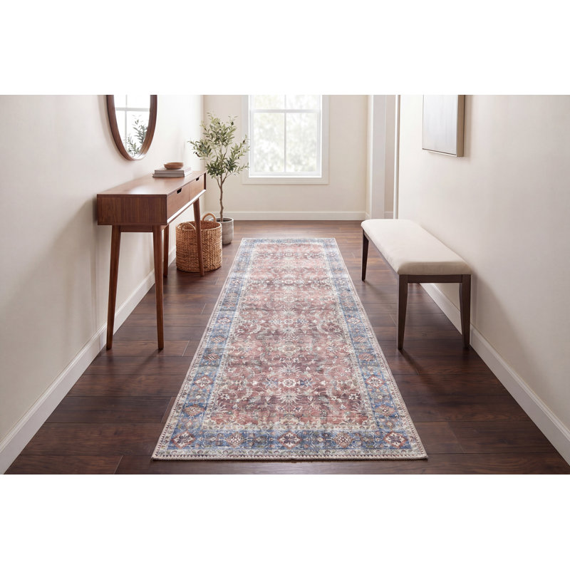 ELISE 2.6X7.6 6301-351 RED/BLUE/BEIGE, Runner 2'6" x 7'6"