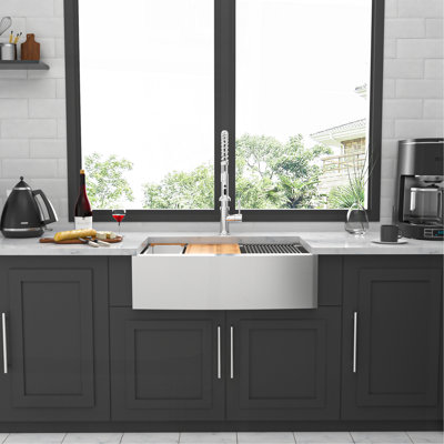 30 Farmhouse Sink Workstation - 30 Inch Kitchen Sink Stainless Steel 16 Gauge Apron Front Kitchen Sink