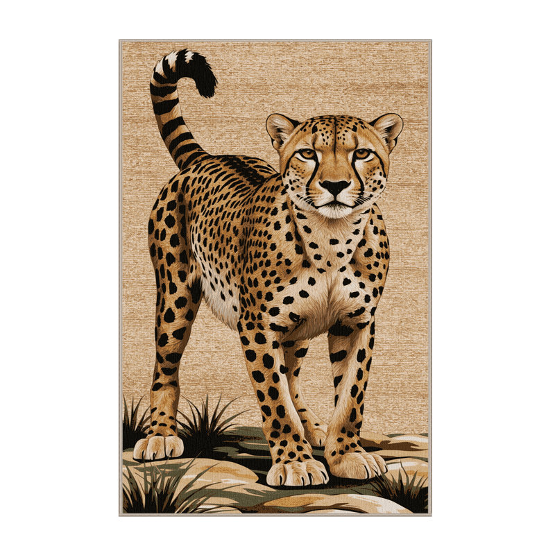  Washable South African Cheetah Big Cats Area Rug, Rectangle 2' x 3'