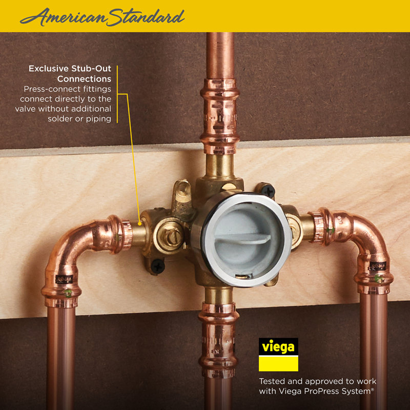 Flash Brass Shower Rough-In Valve with Stub-Outs