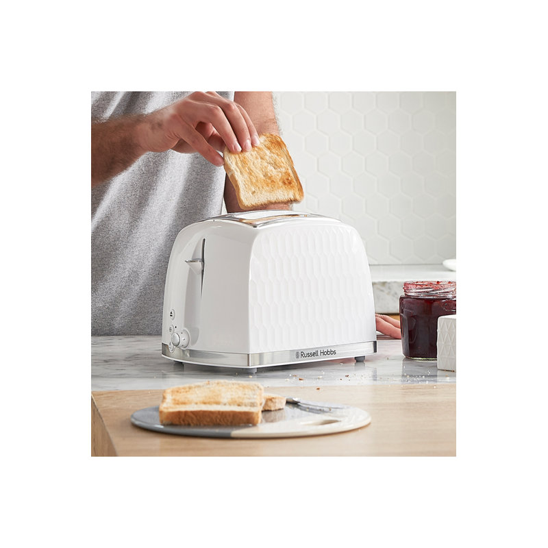 Russell Hobbs Honeycomb 2 Slice Toaster, White