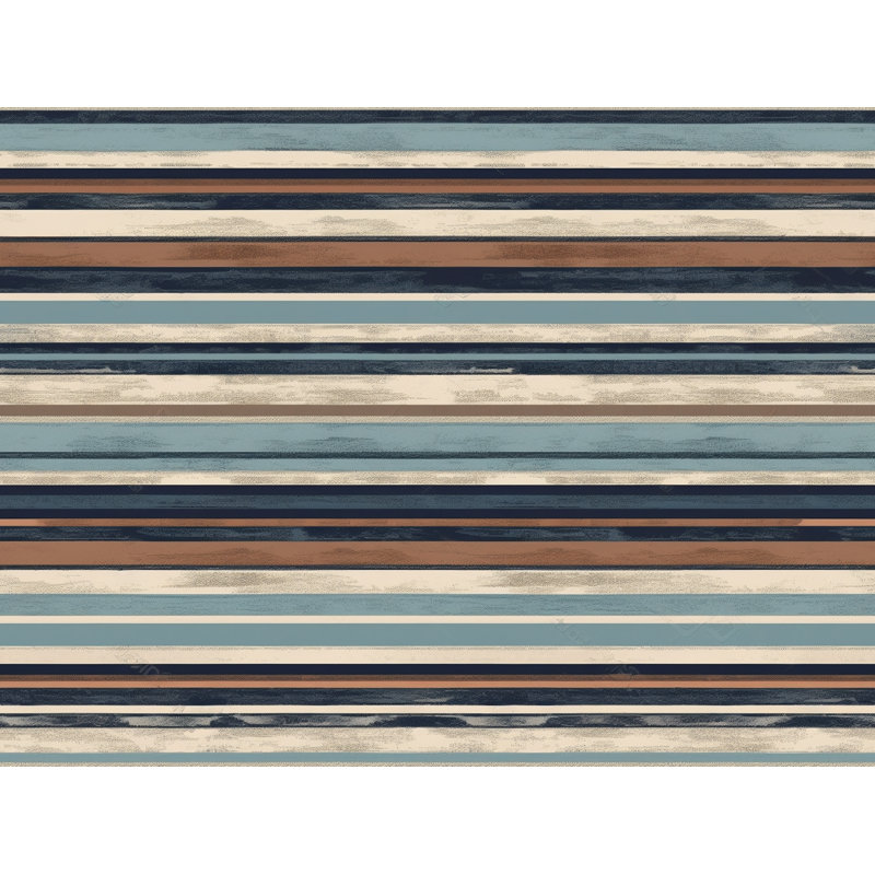 Literie à motif cachemire, Housse de couette pour lit simple, Brun / rayé bleu marine 1