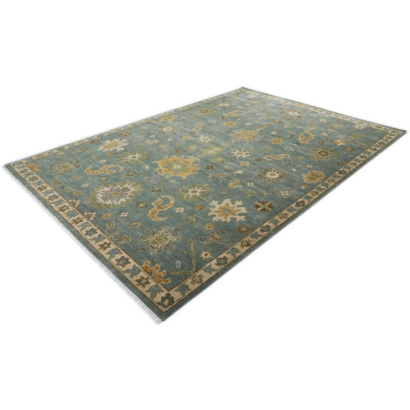 Tapis 10 pi 1 po x 14 po Seledon Oushak