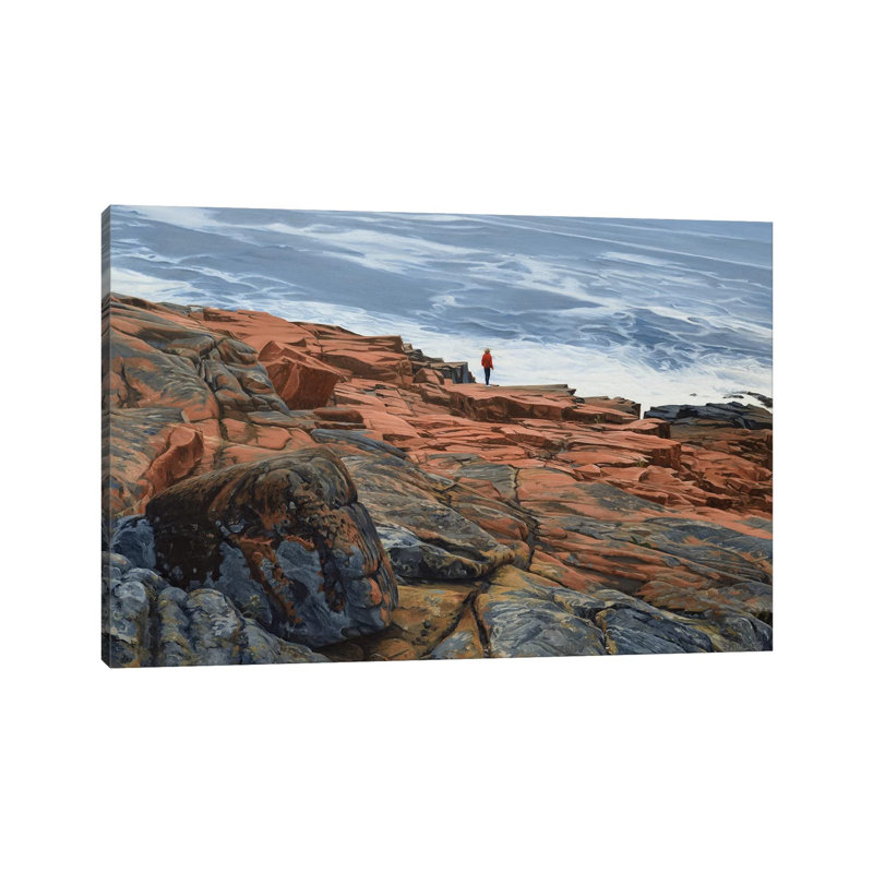 Maine Coast - on the Edge par Nick Savides - peinture sur toile tendue, H 26 po x l 40 po x 1,5 po
